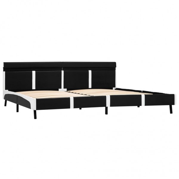 Estructura de cama con LED cuero sintético negro 180x200 cm M 3