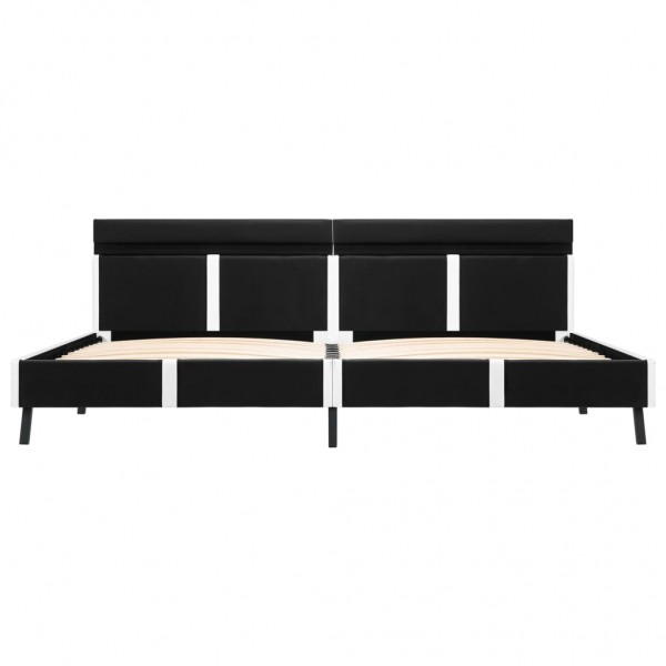 Estrutura de cama c/ LED 180x200 cm couro artificial preto M 4