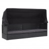 Sofá-cama de exterior com toldo vime PE preto 1
