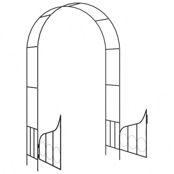 Arco de jardín con puerta hierro negro 138x40x238 cm M 5