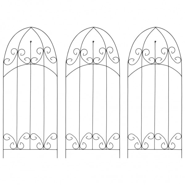 Soporte para plantas trepadoras 3 uds hierro negro 40x100 cm D
