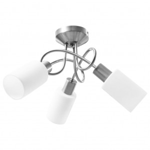 Lámpara de techo pantallas cerámica cono blanco 3 bombillas E14 H