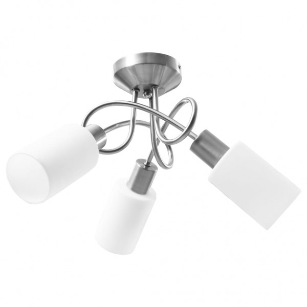 Lámpara de techo pantallas cerámica cono blanco 3 bombillas E14 M 2