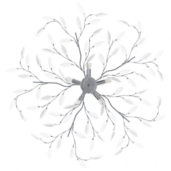 Candeeiro teto braços folhas de cristal acrílico 5 E14 branco M 3