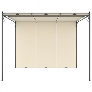 Cenador de jardín con cortina lateral color crema 3x3x2.25 m H