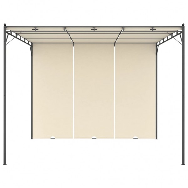 Gazebo de jardim com cortina lateral 3x3x2.25m cor creme M 2
