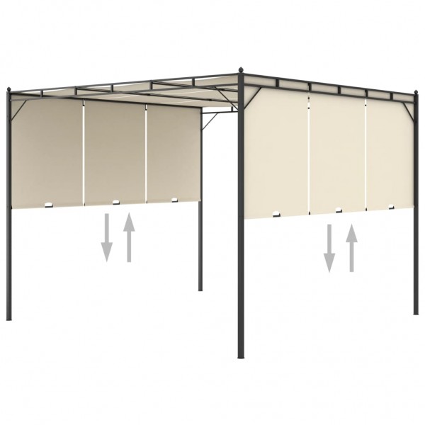 Gazebo de jardim com cortina lateral 3x3x2.25m cor creme M 5