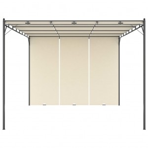 Gazebo de jardim com cortina lateral 4x3x2.25m cor creme H