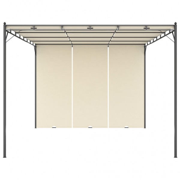 Gazebo de jardim com cortina lateral 4x3x2.25m cor creme M 2