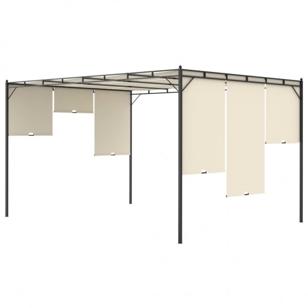 Gazebo de jardim com cortina lateral 4x3x2.25m cor creme M 5