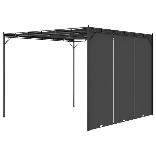 Gazebo de jardim com cortina lateral 3x3x2.25m antracite M 4