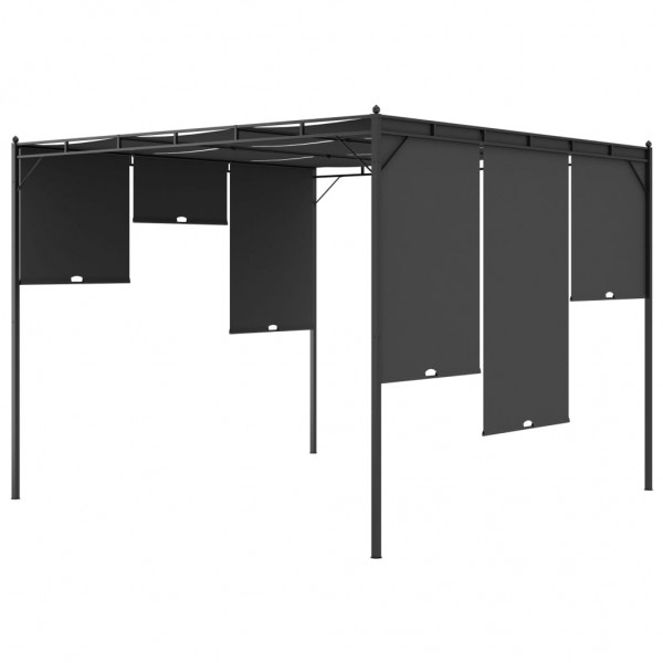 Gazebo de jardim com cortina lateral 3x3x2.25m antracite M 5