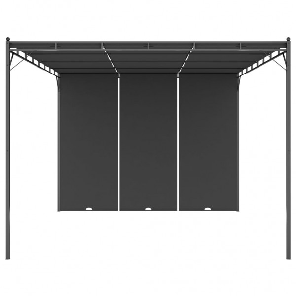 Gazebo de jardim com cortina lateral 4x3x2.25m antracite M 2