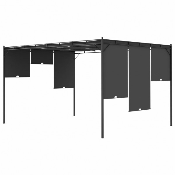 Gazebo de jardim com cortina lateral 4x3x2.25m antracite M 5