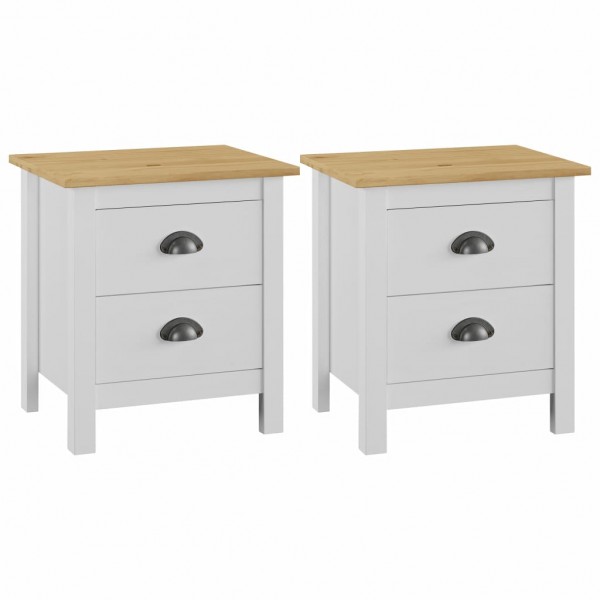 Mesita noche Hill 2uds madera maciza pino blanco 46x35x49.5 cm D