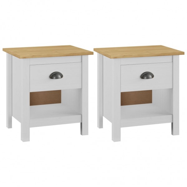 Mesitas de noche 2 uds Hill madera maciza de pino 46x35x49.5 cm D