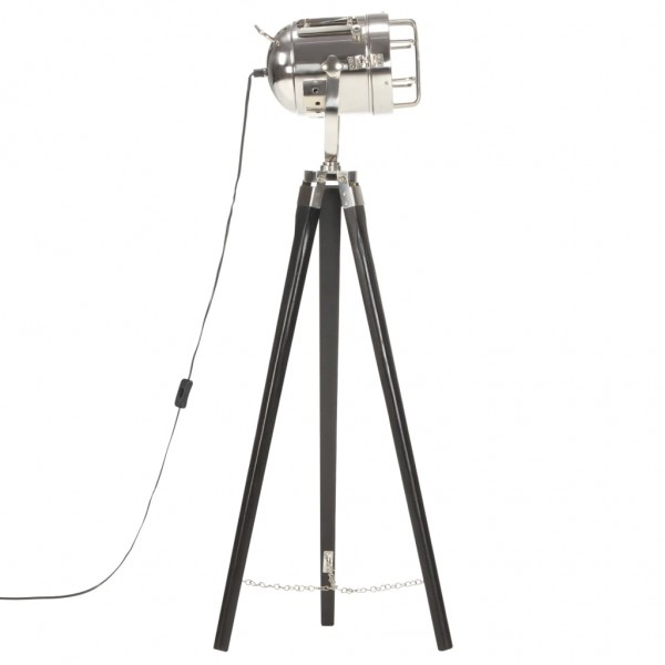 Lámpara de suelo con trípode madera maciza de mango negro 97 cm M 4