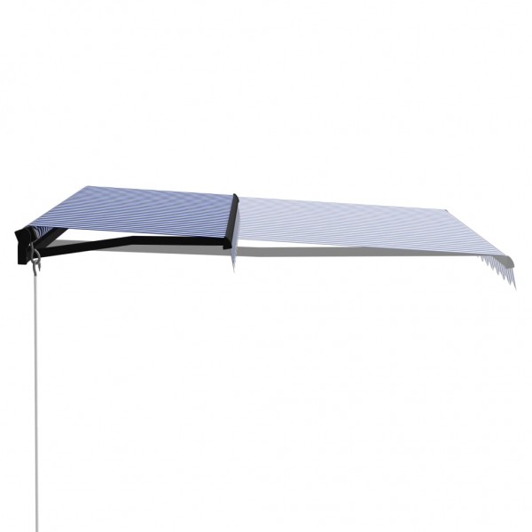 Toldo retrátil manual com LED 300x250 cm azul e branco M 4