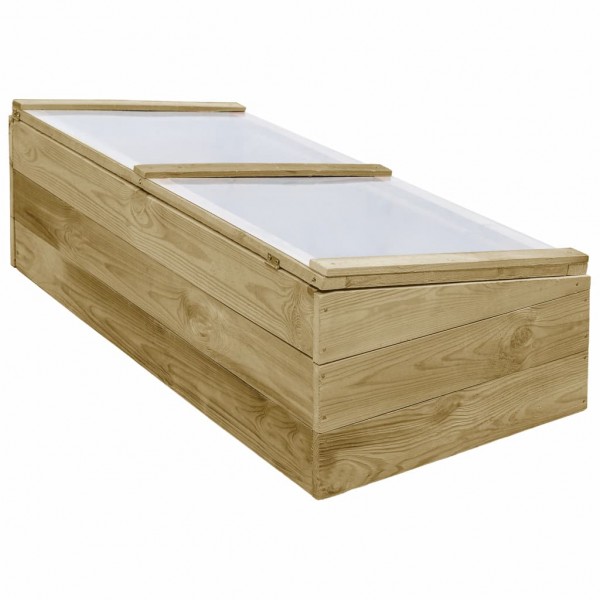 Invernadero de madera de pino impregnada 2 uds 100x50x35 cm M 5