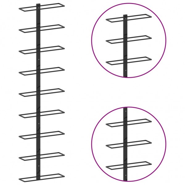 Botellero de pared para 9 botellas hierro negro M 5