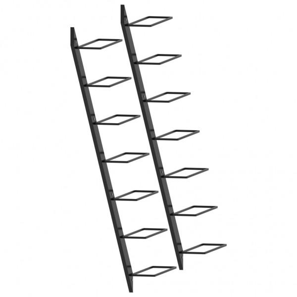 Garrafeiras de parede para 14 garrafas 2 pcs metal preto M 4