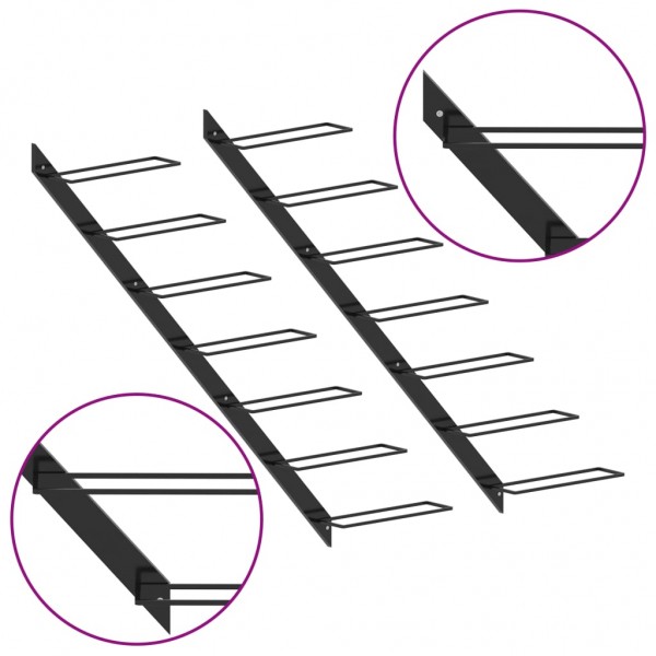 Garrafeiras de parede para 14 garrafas 2 pcs metal preto M 5