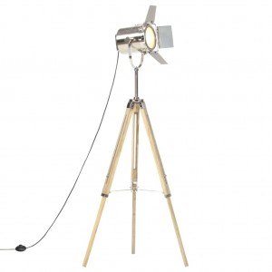 Lámpara de suelo con trípode madera maciza de mango 140 cm H
