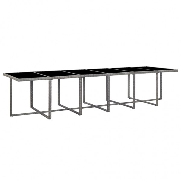 Set de comedor de jardín 17 pzas y cojines ratán sintético gris M 4