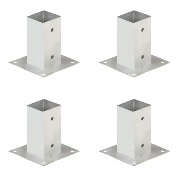 Anclajes para postes 4 unidades metal galvanizados 71 mm D