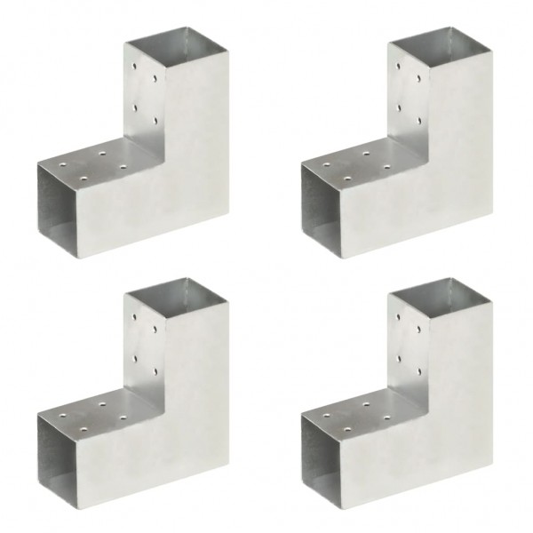 Conectores de postes en L 4 uds metal galvanizado 71x71 mm D
