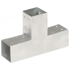 Conectores de postes en T 4 uds metal galvanizado 71x71 mm H