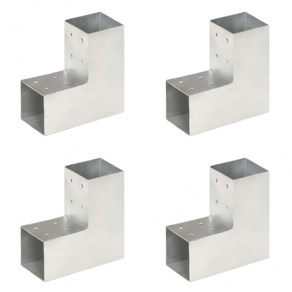 Conectores de postes en L 4 uds metal galvanizado 81x81 mm D