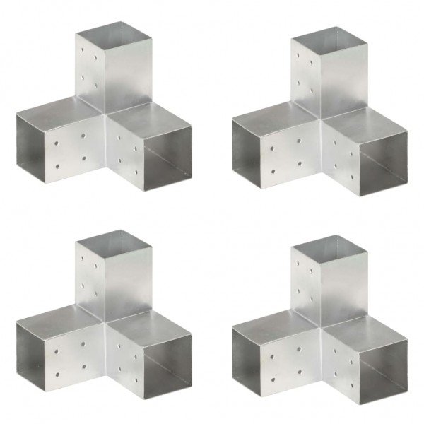 Conectores de postes en Y 4 uds metal galvanizado 81x81 mm D