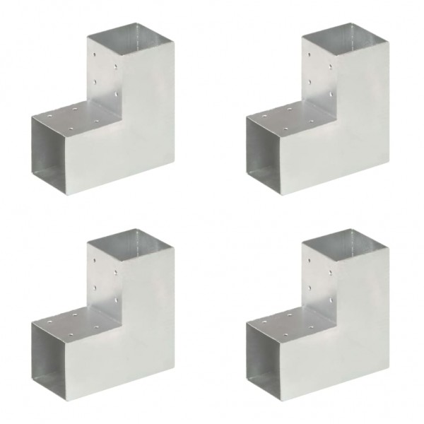 Conectores de postes en L 4 uds metal galvanizado 91x91 mm D
