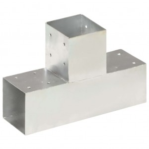 Conectores de postes en T 4 uds metal galvanizado 91x91 mm H