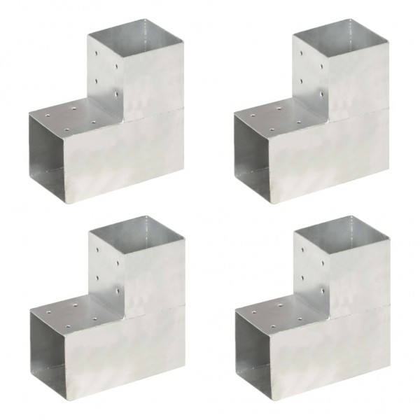 Conectores de postes en L 4 uds metal galvanizado 101x101 mm D