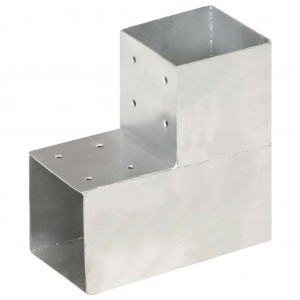 Conectores de postes en L 4 uds metal galvanizado 101x101 mm H