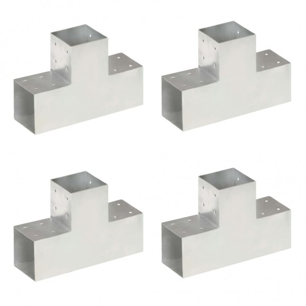 Conectores de postes en T 4 uds metal galvanizado 101x101 mm D
