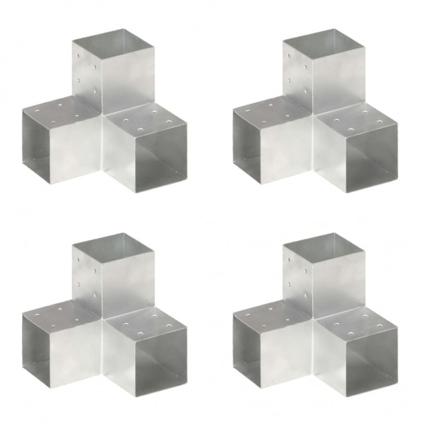 Conectores de postes en Y 4 uds metal galvanizado 101x101 mm D