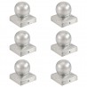 Tampas de poste 6 peças em metal galvanizado com extremidade globo 71x71 mm 1