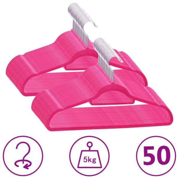 Juego de perchas ropa 50 uds antideslizantes terciopelo rosa D