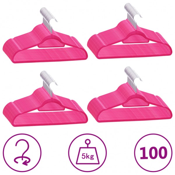 100 pcs conjunto de cabides antiderrapantes veludo rosa D