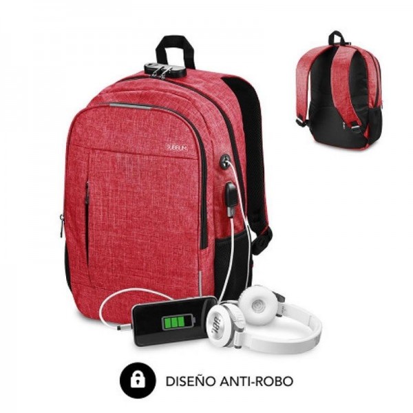 Mochila Subblim Urban Lock para Portátiles hasta 16" rojo D