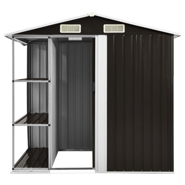 Abrigo de jardim c/ prateleiras 205x130x183 cm ferro castanho M 4