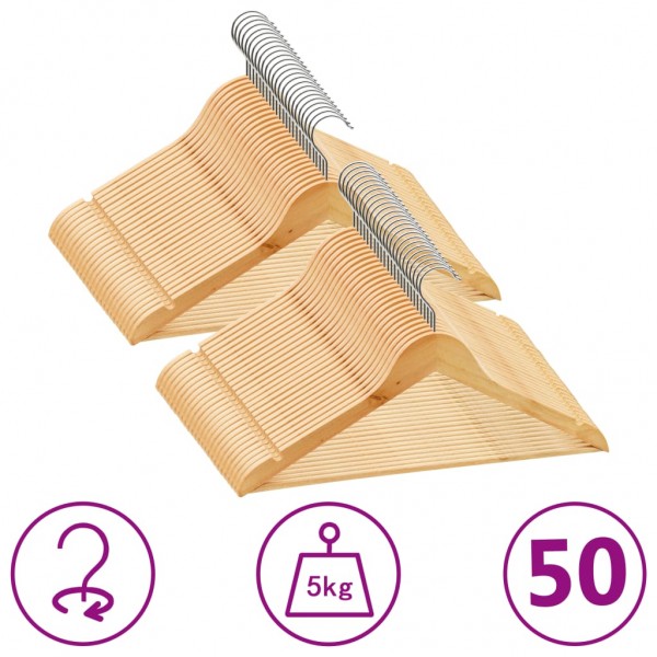 Juego de perchas para ropa 50 uds antideslizantes madera dura D