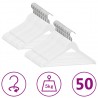 Juego de perchas ropa 50 uds antideslizantes madera dura blanco 1