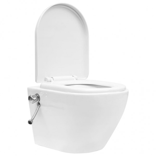 Inodoro WC de pared sin bordes cisterna oculta cerámica blanco M 4