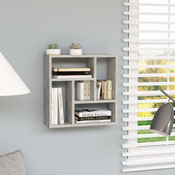Estantería de pared contrachapada gris hormigón 45.1x16x45.1 cm D
