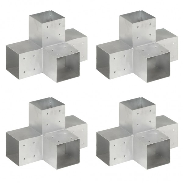 Conectores de postes en X 4 uds metal galvanizado 101x101 mm D