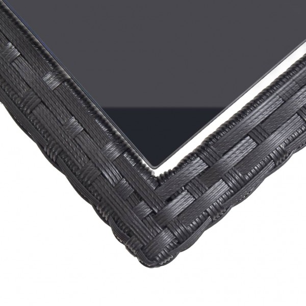 Mesa de jardim 110x53x72 cm vidro e vime PE preto M 5